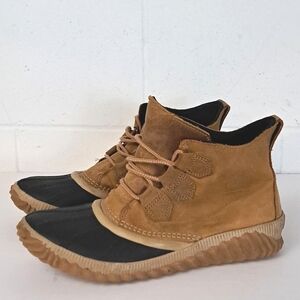 Sorel Out N About Plus High Top Leather Winter Duck Boot In Elk Sz8